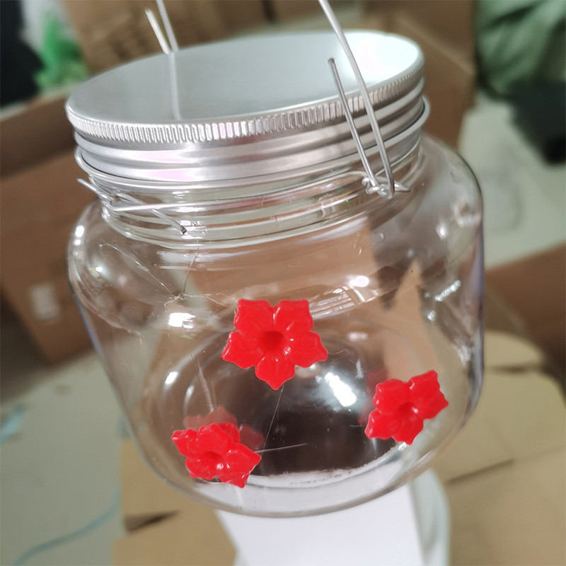 Sticlă de hrănire de apă pentru păsări din plastic Hrănitor de colibri agățat pentru grădină, în aer liber, din plastic, pentru flori, cârlig de fier, provizii durabile pentru păsări pentru animale de companie