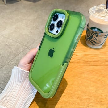 Candy Color Camera Lens Stand Clear Case Phone for iPhone 13 12 11 Pro Max 14Pro X XR XS Max Αόρατη αναδιπλούμενη θήκη πίσω κάλυμμα