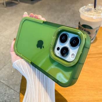 Candy Color Camera Lens Stand Clear Case Phone for iPhone 13 12 11 Pro Max 14Pro X XR XS Max Αόρατη αναδιπλούμενη θήκη πίσω κάλυμμα