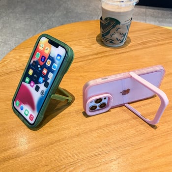 Candy Color Camera Lens Stand Clear Case Phone for iPhone 13 12 11 Pro Max 14Pro X XR XS Max Αόρατη αναδιπλούμενη θήκη πίσω κάλυμμα