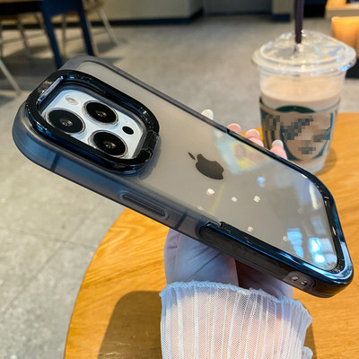 Candy Color Camera Lens Stand Clear Case Phone for iPhone 13 12 11 Pro Max 14Pro X XR XS Max Αόρατη αναδιπλούμενη θήκη πίσω κάλυμμα