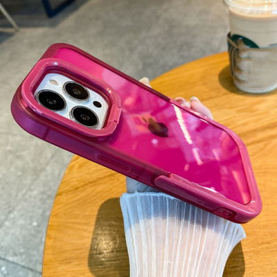 Candy Color Camera Lens Stand Clear Case Phone for iPhone 13 12 11 Pro Max 14Pro X XR XS Max Αόρατη αναδιπλούμενη θήκη πίσω κάλυμμα