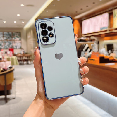Луксозен калъф за телефон с любовно сърце за Samsung Galaxy A53 A52 A52S A13 M12 A12 5G Калъф Силиконов калъф Защитна обвивка на камерата