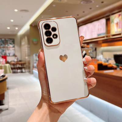 Луксозен калъф за телефон с любовно сърце за Samsung Galaxy A53 A52 A52S A13 M12 A12 5G Калъф Силиконов калъф Защитна обвивка на камерата