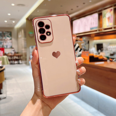 Луксозен калъф за телефон с любовно сърце за Samsung Galaxy A53 A52 A52S A13 M12 A12 5G Калъф Силиконов калъф Защитна обвивка на камерата