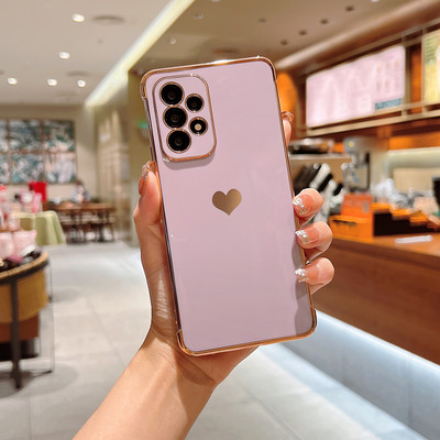 Луксозен калъф за телефон с любовно сърце за Samsung Galaxy A53 A52 A52S A13 M12 A12 5G Калъф Силиконов калъф Защитна обвивка на камерата