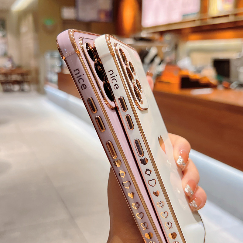 Луксозен калъф за телефон с любовно сърце за Samsung Galaxy A53 A52 A52S A13 M12 A12 5G Калъф Силиконов калъф Защитна обвивка на камерата