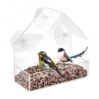 Bird Feeder Διαφανές εργαλείο τροφοδοσίας Ακρυλική βεντούζα τροφοδοσίας Εργαλείο τροφίμων Birdhouse