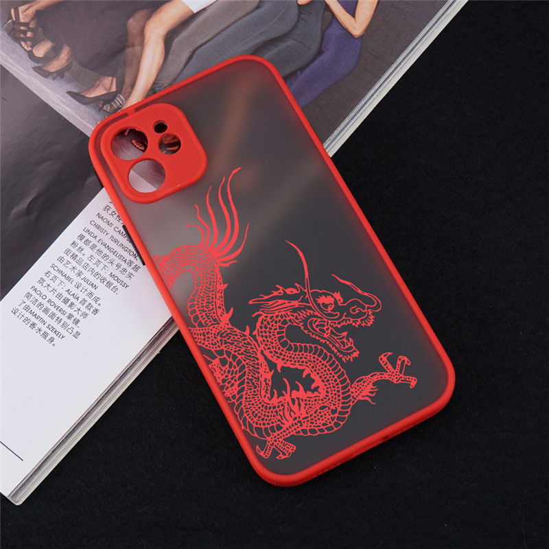 Μοναδική αισθητική θήκη τηλεφώνου Red Dragon για iPhone 14 12 11 13 Pro Mini X XS XR Max 6 7 8 Plus SE Soft Bumper Back Cover