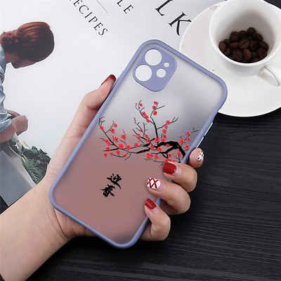 Ръчно рисуван калъф за телефон с цвете на слива за IPhone 13 12 Pro Max 13 12 Mini 11 X XS XR XSMAX 6s 8Plus 7 7Plus Твърд заден капак