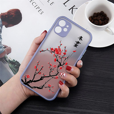 Ръчно рисуван калъф за телефон с цвете на слива за IPhone 13 12 Pro Max 13 12 Mini 11 X XS XR XSMAX 6s 8Plus 7 7Plus Твърд заден капак