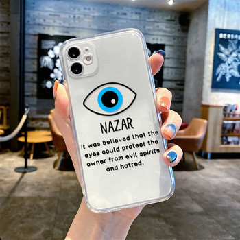 Lucky Eye Blue Evil Eye Print Калъф за телефон за iPhone 14 12 13 11 Pro Max XR X XS MAX 13Pro 7 8 Plus Капак Прозрачен удароустойчив Fundas