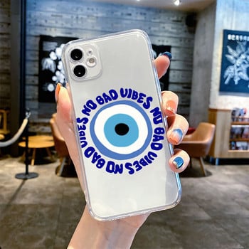 Lucky Eye Blue Evil Eye Print Калъф за телефон за iPhone 14 12 13 11 Pro Max XR X XS MAX 13Pro 7 8 Plus Капак Прозрачен удароустойчив Fundas