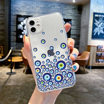 Lucky Eye Blue Evil Eye Print Калъф за телефон за iPhone 14 12 13 11 Pro Max XR X XS MAX 13Pro 7 8 Plus Капак Прозрачен удароустойчив Fundas