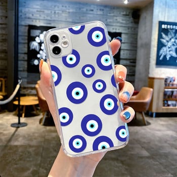 Lucky Eye Blue Evil Eye Print Калъф за телефон за iPhone 14 12 13 11 Pro Max XR X XS MAX 13Pro 7 8 Plus Капак Прозрачен удароустойчив Fundas