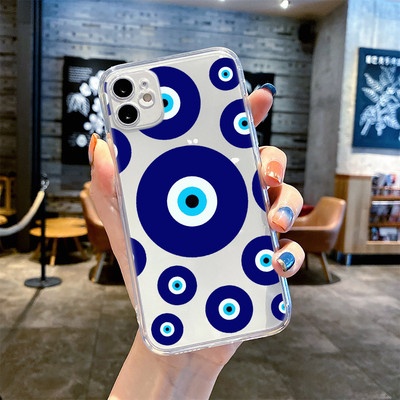 Lucky Eye Blue Evil Eye Print Калъф за телефон за iPhone 14 12 13 11 Pro Max XR X XS MAX 13Pro 7 8 Plus Капак Прозрачен удароустойчив Fundas