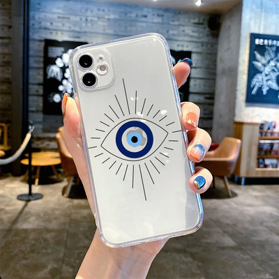 Lucky Eye Blue Evil Eye Print Калъф за телефон за iPhone 14 12 13 11 Pro Max XR X XS MAX 13Pro 7 8 Plus Капак Прозрачен удароустойчив Fundas