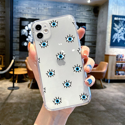 Lucky Eye Blue Evil Eye Print Калъф за телефон за iPhone 14 12 13 11 Pro Max XR X XS MAX 13Pro 7 8 Plus Капак Прозрачен удароустойчив Fundas