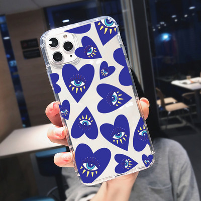 Lucky Eye Blue Evil Eye Print Калъф за телефон за iPhone 14 12 13 11 Pro Max XR X XS MAX 13Pro 7 8 Plus Капак Прозрачен удароустойчив Fundas