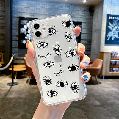 Lucky Eye Blue Evil Eye Print Калъф за телефон за iPhone 14 12 13 11 Pro Max XR X XS MAX 13Pro 7 8 Plus Капак Прозрачен удароустойчив Fundas