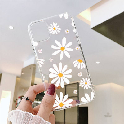 Калъф за телефон Summer Daisy Flower за IPhone 11 12 13 14 Pro Max Mini XS Max X XR 8 7 Plus TPU броня Удароустойчив прозрачен капак