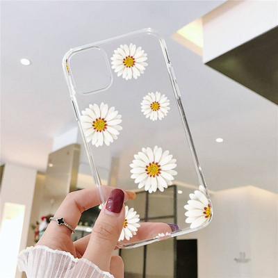Калъф за телефон Summer Daisy Flower за IPhone 11 12 13 14 Pro Max Mini XS Max X XR 8 7 Plus TPU броня Удароустойчив прозрачен капак