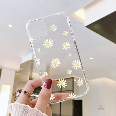 Калъф за телефон Summer Daisy Flower за IPhone 11 12 13 14 Pro Max Mini XS Max X XR 8 7 Plus TPU броня Удароустойчив прозрачен капак