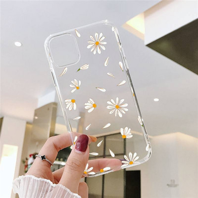 Калъф за телефон Summer Daisy Flower за IPhone 11 12 13 14 Pro Max Mini XS Max X XR 8 7 Plus TPU броня Удароустойчив прозрачен капак