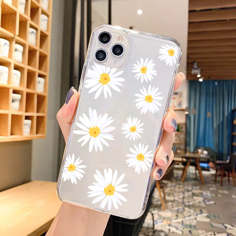 Калъф за телефон Summer Daisy Flower за IPhone 11 12 13 14 Pro Max Mini XS Max X XR 8 7 Plus TPU броня Удароустойчив прозрачен капак