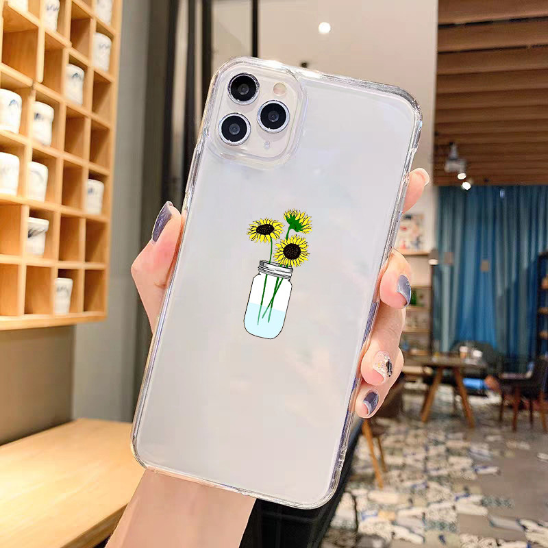 Калъф за телефон Summer Daisy Flower за IPhone 11 12 13 14 Pro Max Mini XS Max X XR 8 7 Plus TPU броня Удароустойчив прозрачен капак