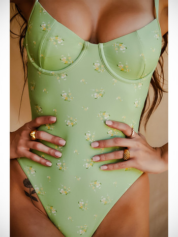 Σέξι Push Up Γυναικείο Μαγιό Floral Μαγιό 2022 Νέο Underwire Ditsy μαγιό One Piece Ολόσωμο Καλοκαιρινό φόρεμα παραλίας Monokini