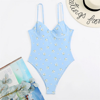 Σέξι Push Up Γυναικείο Μαγιό Floral Μαγιό 2022 Νέο Underwire Ditsy μαγιό One Piece Ολόσωμο Καλοκαιρινό φόρεμα παραλίας Monokini