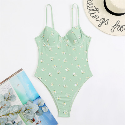 Σέξι Push Up Γυναικείο Μαγιό Floral Μαγιό 2022 Νέο Underwire Ditsy μαγιό One Piece Ολόσωμο Καλοκαιρινό φόρεμα παραλίας Monokini