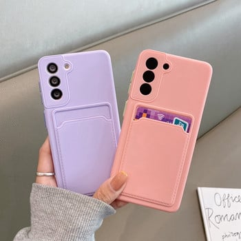 Τσάντα κάρτας Candy έγχρωμη θήκη τηλεφώνου για Samsung A52 A72 A51 A71 4G S21 S20 Plus FE S21 Ultra A32 A42 5G A51 Μαλακό κάλυμμα σιλικόνης πίσω