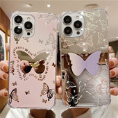 Makeup Mirror Butterfly telefontok iPhone 13 12 11 Pro Max XS Max XR X 7 8 Plus 13 Pro ütésálló lökhárító puha szilikon borítással
