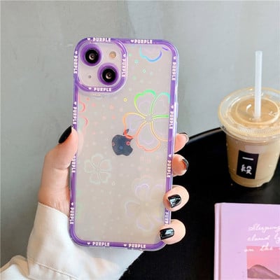 Holographic Laser Flower Love Heart Θήκη τηλεφώνου για iPhone 13 Pro Max 12 11 XR XS Max X 7 8 Plus 13 Απαλό καθαρό κάλυμμα αντικραδασμικό
