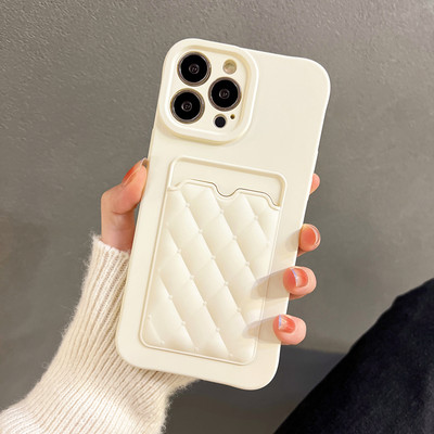 Kártyatáska gyémánt rácsos telefontok iPhone 13 12 11 Pro Max 13Pro XS Max X XR 7 8 Plus kameravédő pénztárca puha borításhoz
