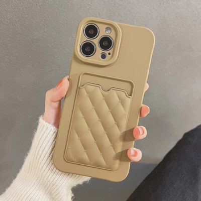 Kártyatáska gyémánt rácsos telefontok iPhone 13 12 11 Pro Max 13Pro XS Max X XR 7 8 Plus kameravédő pénztárca puha borításhoz