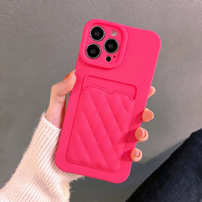 Kártyatáska gyémánt rácsos telefontok iPhone 13 12 11 Pro Max 13Pro XS Max X XR 7 8 Plus kameravédő pénztárca puha borításhoz