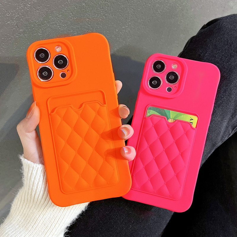 Kártyatáska gyémánt rácsos telefontok iPhone 13 12 11 Pro Max 13Pro XS Max X XR 7 8 Plus kameravédő pénztárca puha borításhoz