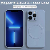 Θήκη τηλεφώνου μαγνητική ασύρματη φόρτιση υγρή σιλικόνη για iPhone 14 13 12 11 Pro Max XS Max XR X 13Pro 14 Plus 14 Soft TPU κάλυμμα