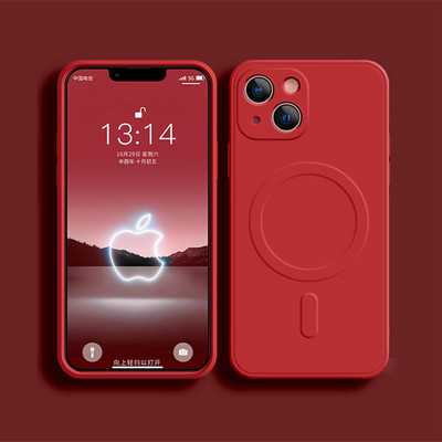 Θήκη τηλεφώνου μαγνητική ασύρματη φόρτιση υγρή σιλικόνη για iPhone 14 13 12 11 Pro Max XS Max XR X 13Pro 14 Plus 14 Soft TPU κάλυμμα