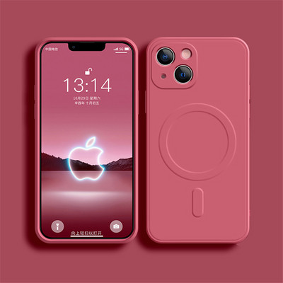 Θήκη τηλεφώνου μαγνητική ασύρματη φόρτιση υγρή σιλικόνη για iPhone 14 13 12 11 Pro Max XS Max XR X 13Pro 14 Plus 14 Soft TPU κάλυμμα