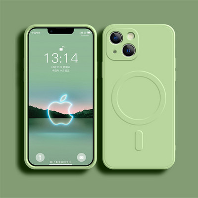 Θήκη τηλεφώνου μαγνητική ασύρματη φόρτιση υγρή σιλικόνη για iPhone 14 13 12 11 Pro Max XS Max XR X 13Pro 14 Plus 14 Soft TPU κάλυμμα