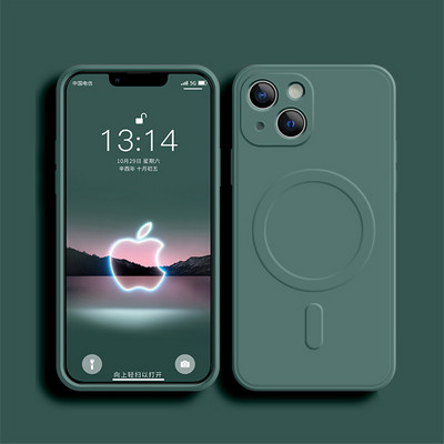 Θήκη τηλεφώνου μαγνητική ασύρματη φόρτιση υγρή σιλικόνη για iPhone 14 13 12 11 Pro Max XS Max XR X 13Pro 14 Plus 14 Soft TPU κάλυμμα