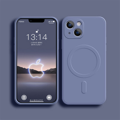 Θήκη τηλεφώνου μαγνητική ασύρματη φόρτιση υγρή σιλικόνη για iPhone 14 13 12 11 Pro Max XS Max XR X 13Pro 14 Plus 14 Soft TPU κάλυμμα