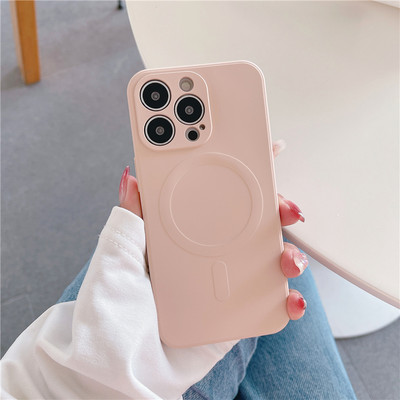 Θήκη τηλεφώνου μαγνητική ασύρματη φόρτιση υγρή σιλικόνη για iPhone 14 13 12 11 Pro Max XS Max XR X 13Pro 14 Plus 14 Soft TPU κάλυμμα