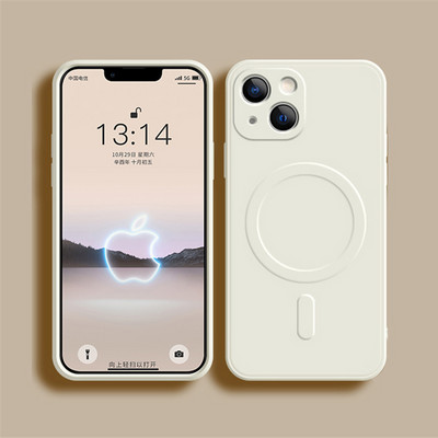 Θήκη τηλεφώνου μαγνητική ασύρματη φόρτιση υγρή σιλικόνη για iPhone 14 13 12 11 Pro Max XS Max XR X 13Pro 14 Plus 14 Soft TPU κάλυμμα