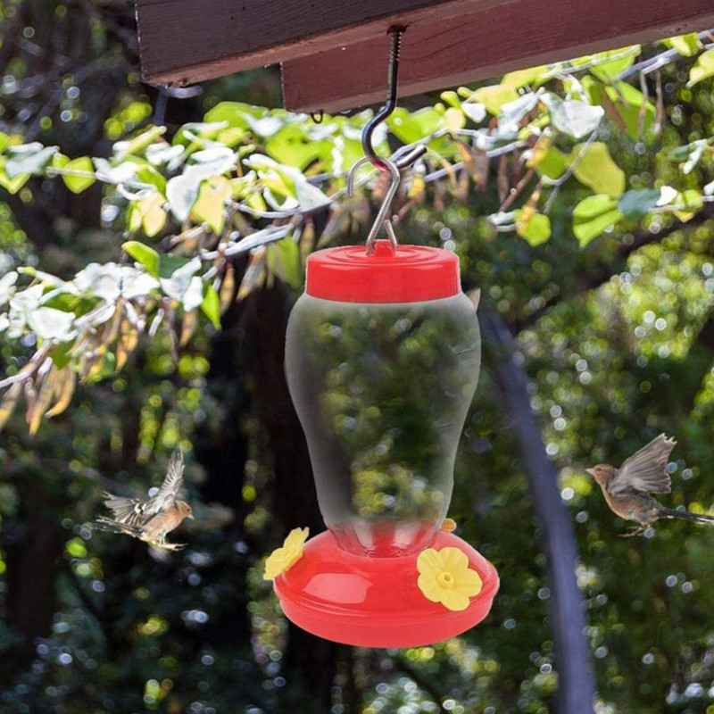 480 ml plastic hrănitor de apă pentru păsări sticle agățat hrănitor pentru colibri grădină în aer liber din plastic flori cârlig de fier pentru animale de companie consumabile pentru păsări