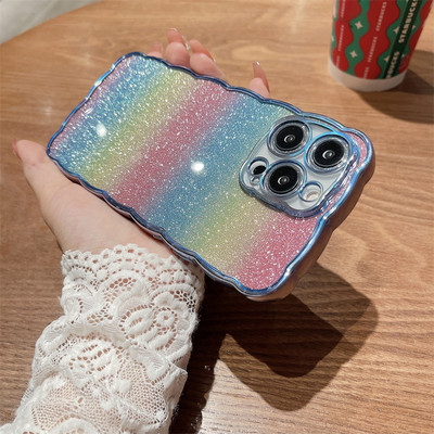 Θήκη τηλεφώνου Gradient Glitter Rainbow για iPhone 14 13 12 11 Pro Max XS Max XR 14Plus Πίσω κάλυμμα προφυλακτήρα από μαλακό στρας